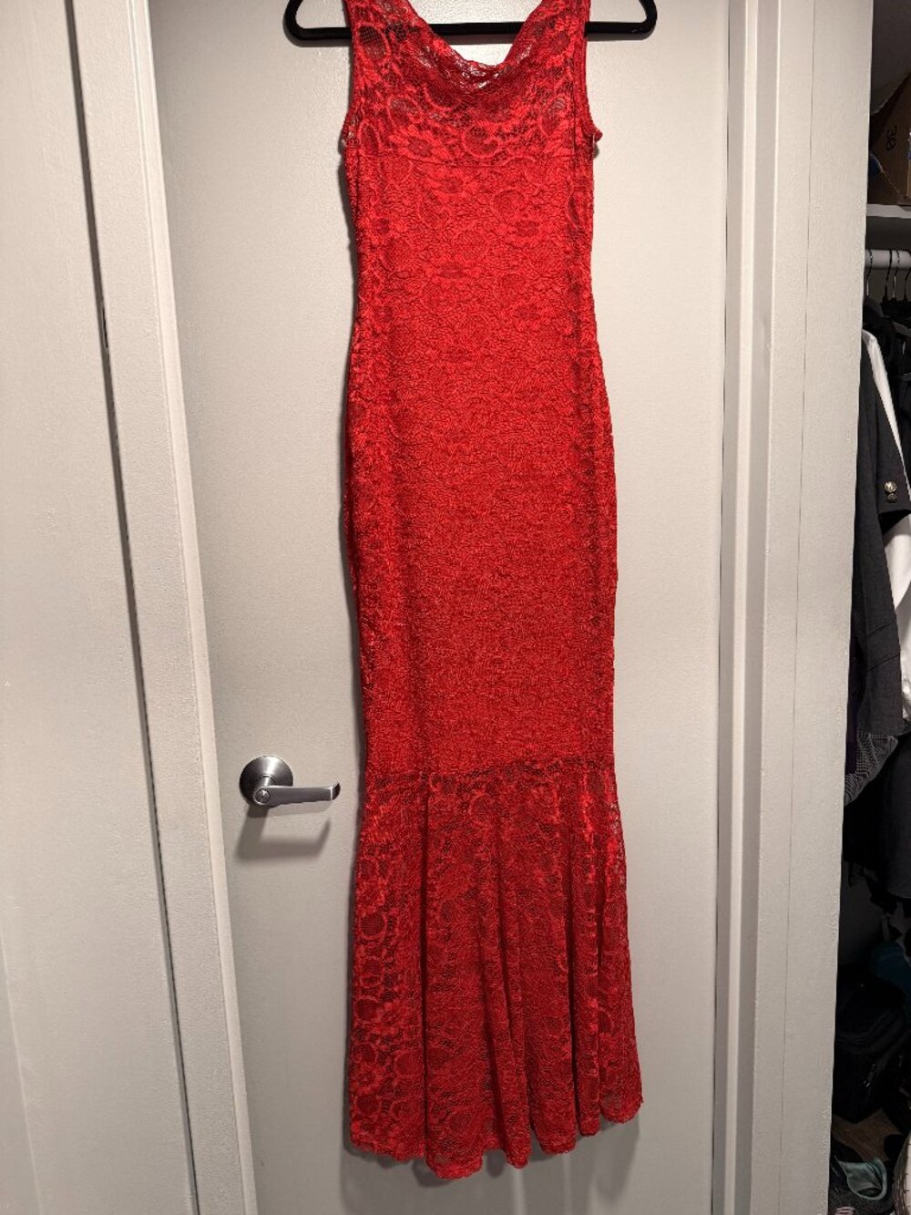Red Floral Lace Sleeveless Mermaid Maxi Dress Size Small